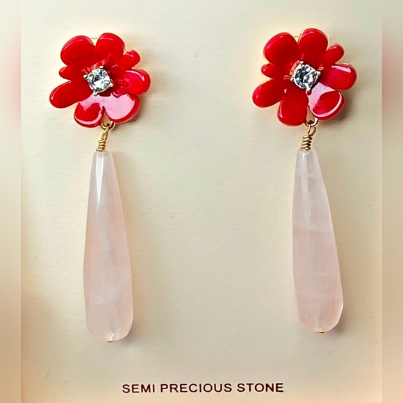 Camila Coelho Jewelry - Red Floral Drop Earrings Women Jewelry